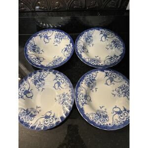 Myott Chelsea Garden Bloomingdales rimmed Bowls (4) Blue Floral